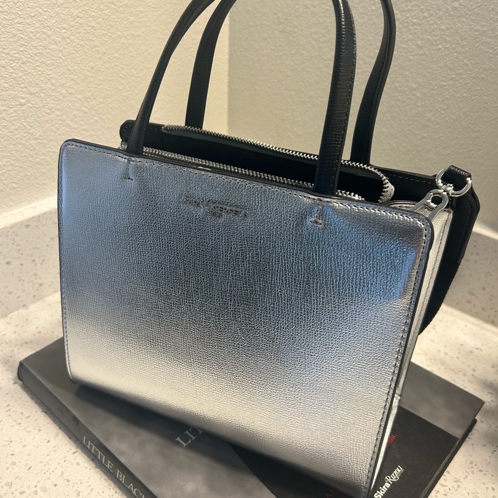 Karl Lagerfield Silver and Black Women's Bag purse - like new! Designer